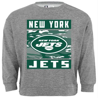 Zubaz NFL Men's Heather Grey Camo Team Crewneck Sweatshirt, New York Jets, XX-Large