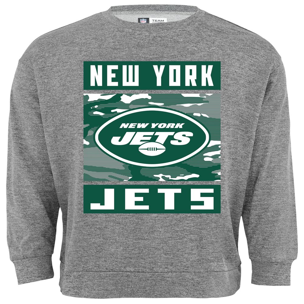 Zubaz NFL Men's Heather Grey Camo Team Crewneck Sweatshirt, New York Jets, XX-Large