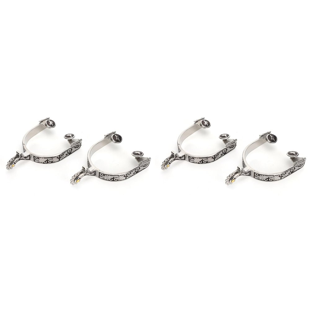 Pssopp 4Pcs Cowboy Horse Spurs Decoration Hand Sculpture Spurs Decoration Boot Spurs Stainless Steel for Men