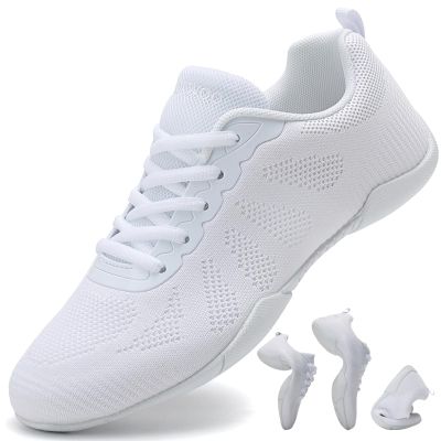 Kvwqoty Girls Cheer Shoes Mesh Flexible Non-Slip White Big Kid 4.5