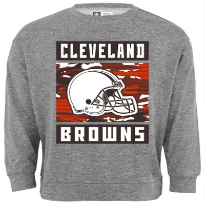 Zubaz NFL Men's Heather Grey Camo Team Crewneck Sweatshirt, Cleveland Browns, Large