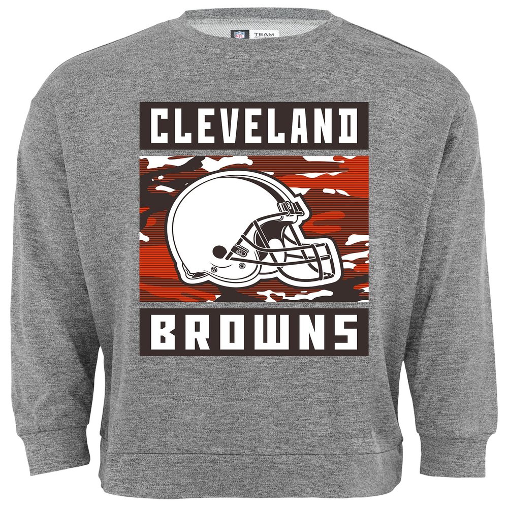 Zubaz NFL Men's Heather Grey Camo Team Crewneck Sweatshirt, Cleveland Browns, Large