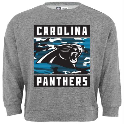 Zubaz NFL Men's Heather Grey Camo Team Crewneck Sweatshirt, Carolina Panthers, Medium