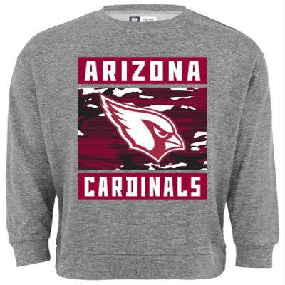 Zubaz NFL Men's Heather Grey Camo Team Crewneck Sweatshirt, Arizona Cardinals, Small