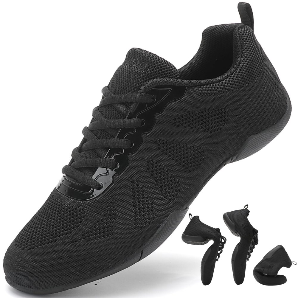 Kvwqoty Girls Cheer Shoes Mesh Flexible Non-Slip Black Little Kid 13.5