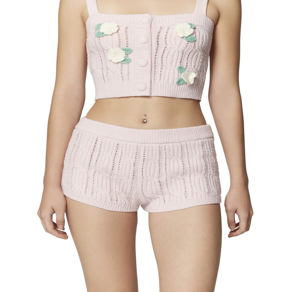 florence by mills Wish Big Collection Women's Cable Knit Shortie, Ballerina Pink, XX-Small