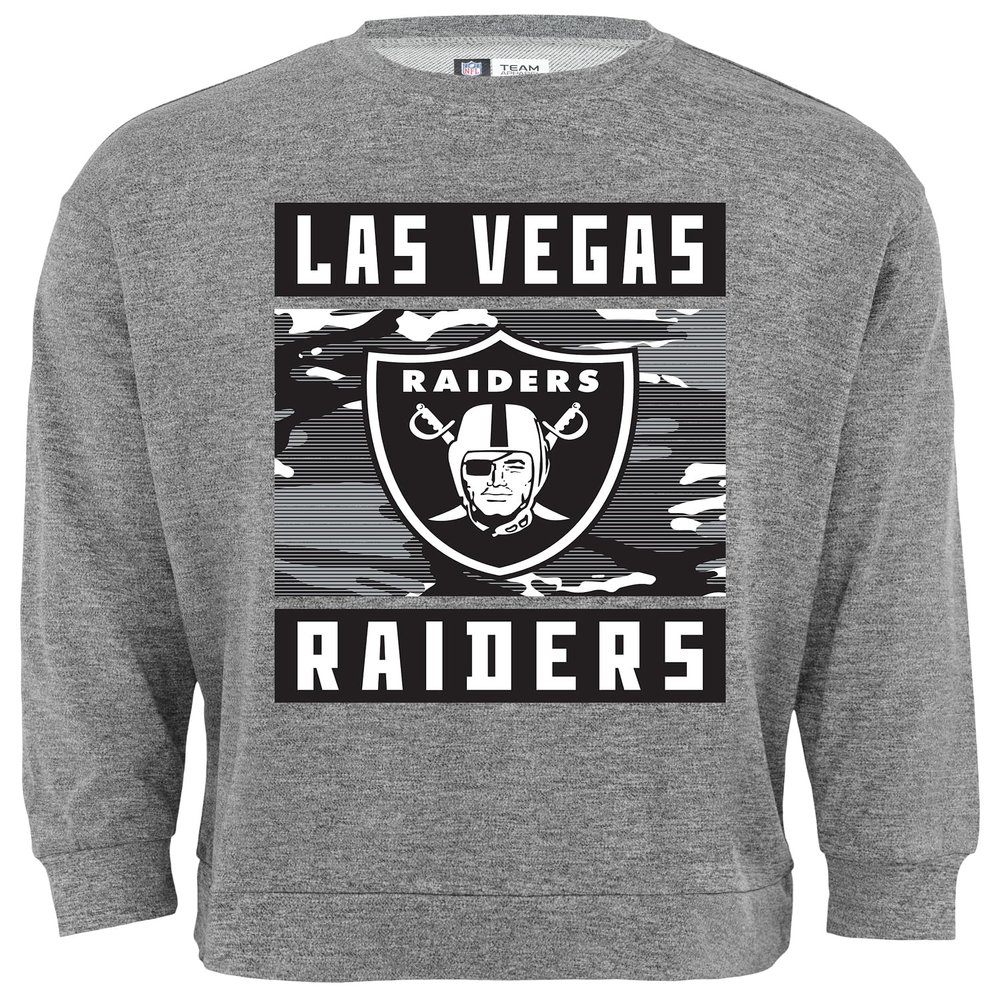 Zubaz NFL Men's Heather Grey Camo Team Crewneck Sweatshirt, Las Vegas Raiders, Large