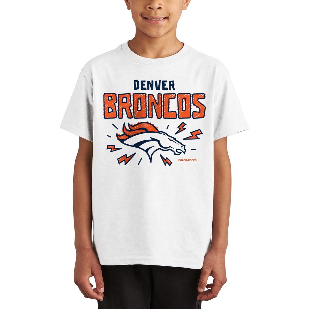 Denver Broncos Doodle - NFL Youth Short Sleeve Fan T-Shirt for Boys & Girls