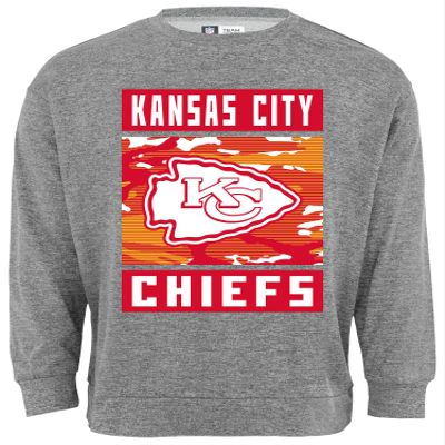 Zubaz NFL Men's Heather Grey Camo Team Crewneck Sweatshirt, Kansas City Chiefs, XX-Large