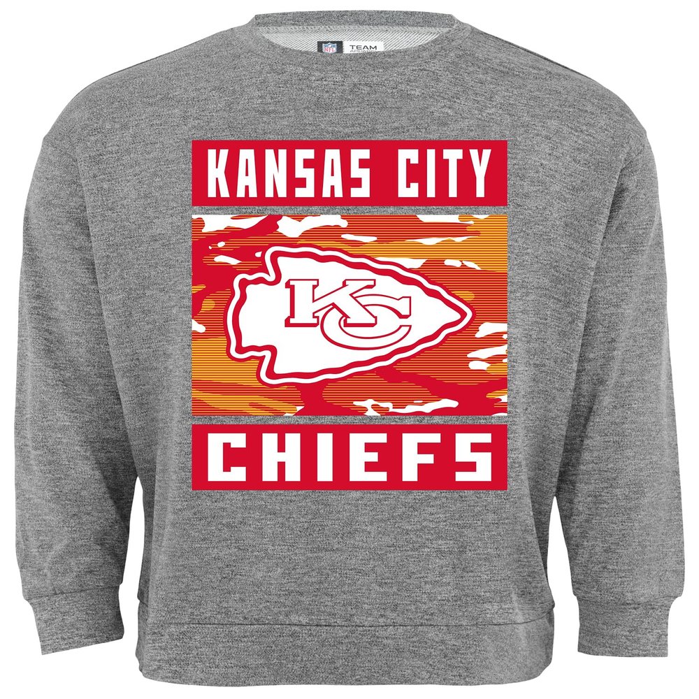 Zubaz NFL Men's Heather Grey Camo Team Crewneck Sweatshirt, Kansas City Chiefs, XX-Large