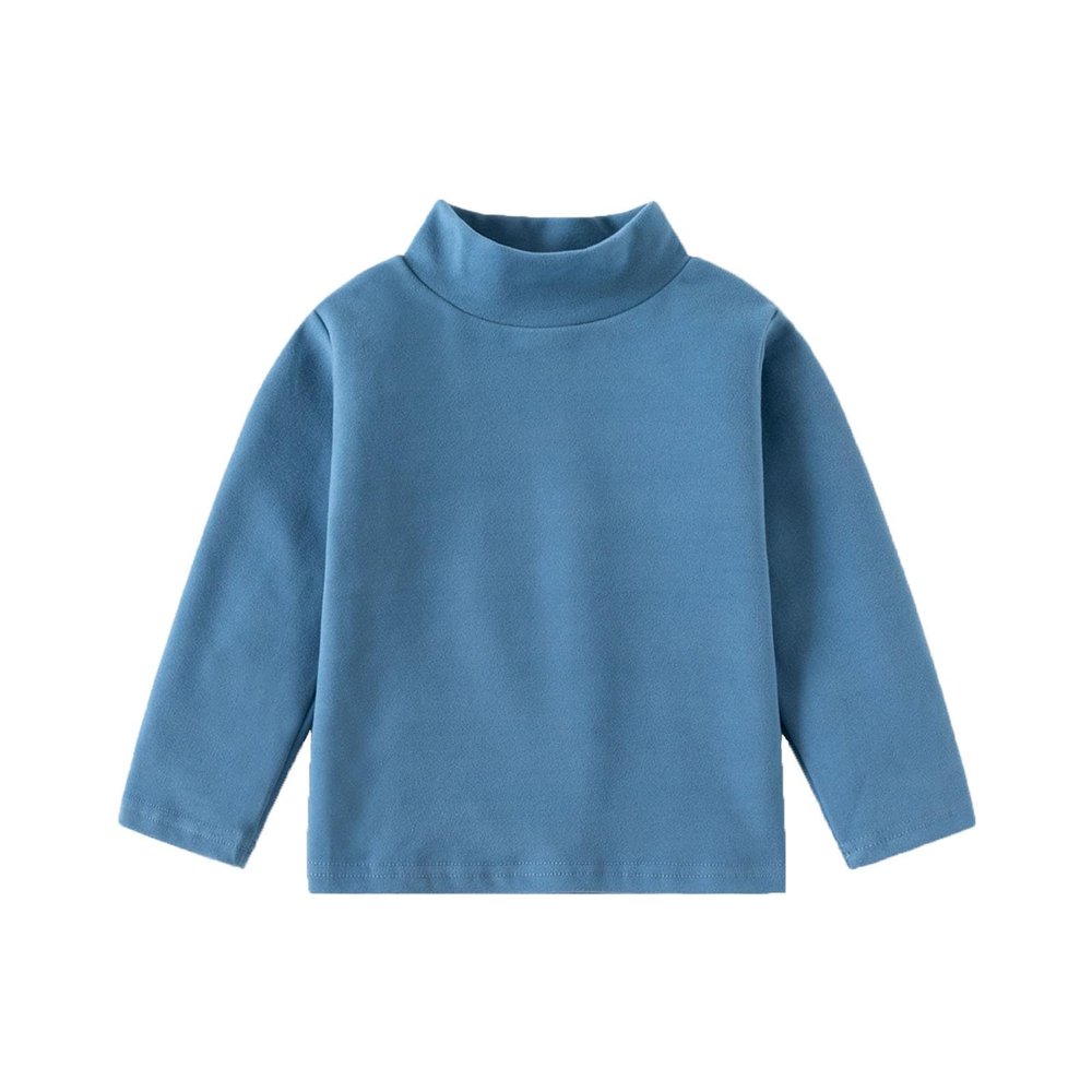 Toddler Turtleneck Toddler Boys Girls Solid Long Sleeve Cotton Shirt Mock Neck Cotton Blouse Fall (Blue, 5-6 Years)