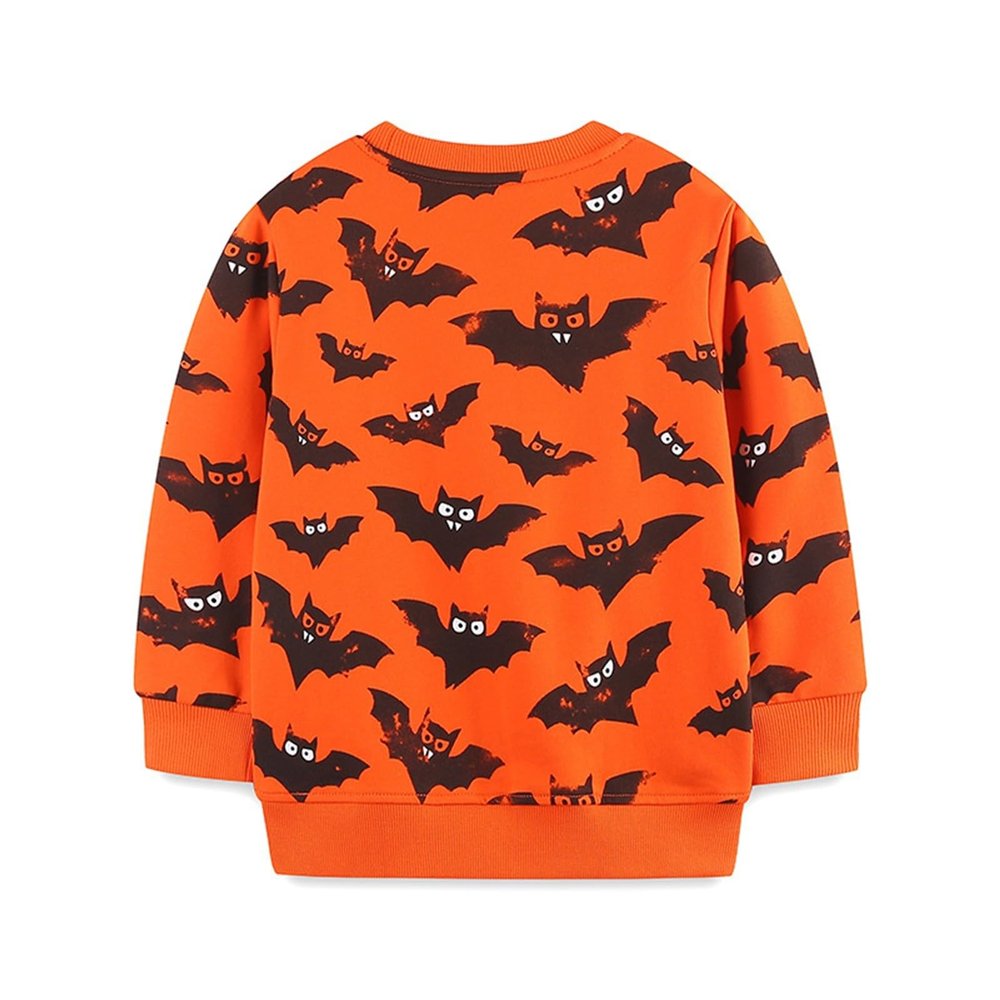 Toddler Boys Girls Sweatshirt Halloween Bat Shirt Long Sleeve Crewneck Pullover Cotton Graphic Top (A, 6-7 Years)