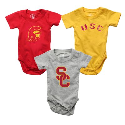 Wes and Willy Baby College Team 3 Pack of Cotton Rompers(Southern Cal, 6 Month)