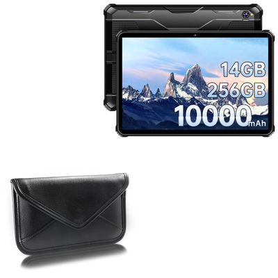BoxWave Case Compatible with Oukitel RT5 - Elite Leather Messenger Pouch, Synthetic Leather Cover Case Envelope Design - Jet Black