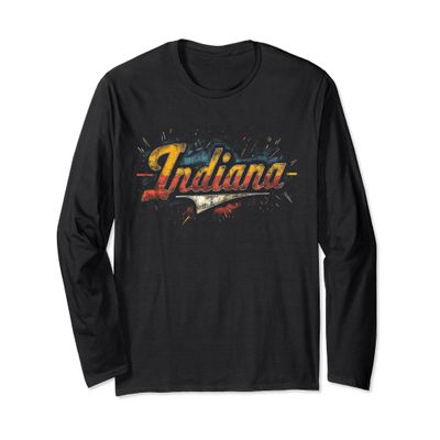 Indiana - Cool Funny Graphic Vintage Men Women Kids Retro Long Sleeve T-Shirt