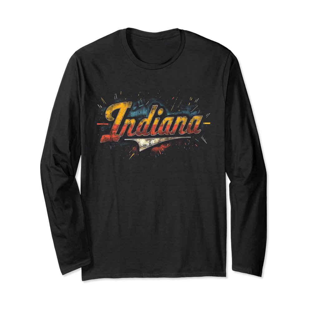 Indiana - Cool Funny Graphic Vintage Men Women Kids Retro Long Sleeve T-Shirt