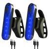 2 Pack USB Rechargeable LED Bike Tail Light Bicycle Rear Cycling Night Essential Reflector Seat Back Safety Lamp 4 Modes Waterproof Bright Warning Flash MTB Light for Men Women Kids (Blue) view 1