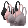 3 Pieces Bras for Women, Comfort Wireless Bralettes Sexy Plunge Push Up Underwear with Adjustable Straps view 1