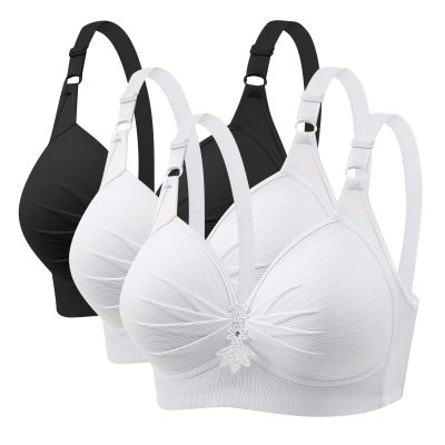 3 Pieces Bras for Women, Comfort Wireless Bralettes Sexy Plunge Push Up Underwear with Adjustable Straps