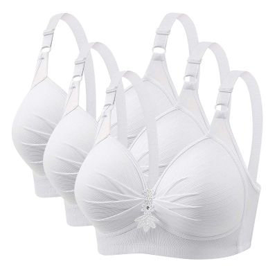 3 Pieces Bras for Women, Comfort Wireless Bralettes Sexy Plunge Push Up Underwear with Adjustable Straps