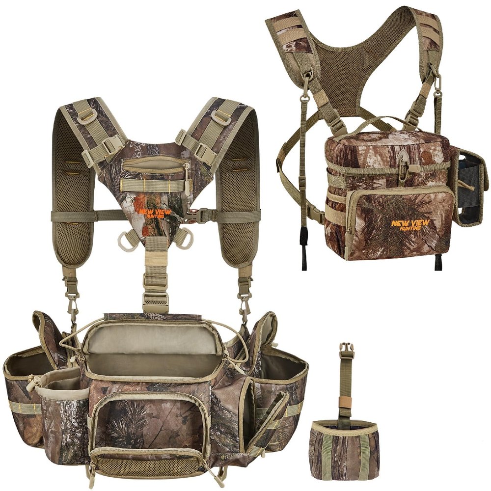 NEW VIEW Hunting Fanny Waist Pack for Men & Binocular Straps Harness Chest Pack with Detachable Rangefinder Pouch