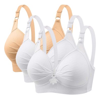 3 Pieces Bras for Women, Comfort Wireless Bralettes Sexy Plunge Push Up Underwear with Adjustable Straps