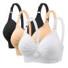 3 Pieces Bras for Women, Comfort Wireless Bralettes Sexy Plunge Push Up Underwear with Adjustable Straps view 1