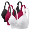3 Pieces Bras for Women, Comfort Wireless Bralettes Sexy Plunge Push Up Underwear with Adjustable Straps view 1