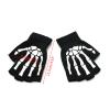 Vogast Toddler Kids Halloween Cosplay Skeleton Skull Half Finger Gloves Glow in The Dark Luminous Fingerless Winter Mittens Black+White B view 3