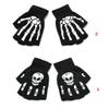 Vogast Toddler Kids Halloween Cosplay Skeleton Skull Half Finger Gloves Glow in The Dark Luminous Fingerless Winter Mittens Black+White B view 4
