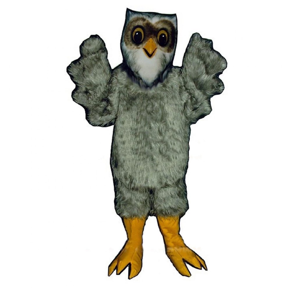 Grey Owl Mascot Costume Adult Size for Men & Women with Built-in Fan Inside the Head