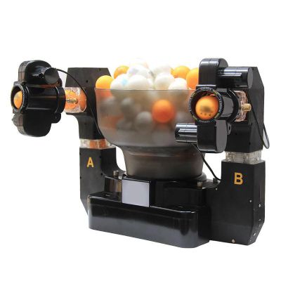 CHANGLKJ Table Tennis Automatic Ball Machine, Automatic Table Tennis Robot with Dual Heads and Remote Control, Ball Speed 4-40M/S and Ball Out Frequency Adjustable, for Athletes, Ping Pong Lovers