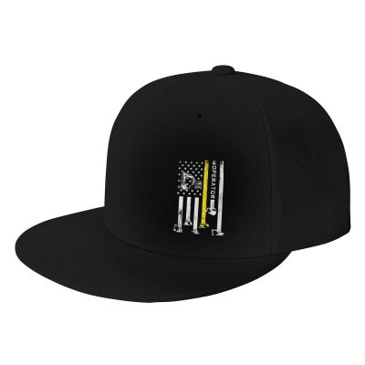 Joisbs Heavy Equipment Operator USA Flag Classic Unisex Sun Hat with Flat Brim - Adjustable and Stylish for Outdoor Adventures! Black
