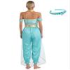 winying Women Arabian Princess Belly Dance Costume Sequins Jumpsuit Bollywood Halloween Party Performance Turquoise 3X-Large view 2