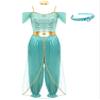 winying Women Arabian Princess Belly Dance Costume Sequins Jumpsuit Bollywood Halloween Party Performance Turquoise 3X-Large view 3