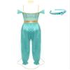 winying Women Arabian Princess Belly Dance Costume Sequins Jumpsuit Bollywood Halloween Party Performance Turquoise 3X-Large view 4