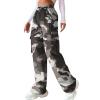 fartey Camo Cargo Pants for Women Casual Drawstring High Waist Parachute Pants Baggy Wide Leg Hiking Pants with Pockets view 1