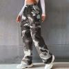 fartey Camo Cargo Pants for Women Casual Drawstring High Waist Parachute Pants Baggy Wide Leg Hiking Pants with Pockets view 2