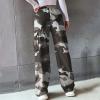 fartey Camo Cargo Pants for Women Casual Drawstring High Waist Parachute Pants Baggy Wide Leg Hiking Pants with Pockets view 3
