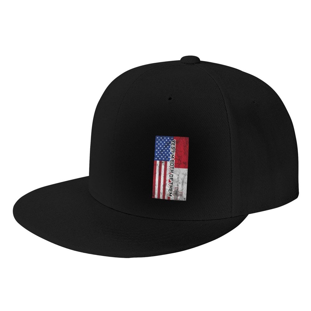Joisbs American Half Malta Flag Friendship Classic Unisex Sun Hat with Flat Brim - Adjustable and Stylish for Outdoor Adventures! Black