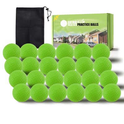FINGER TEN Golf Practice Balls Foam Colored Value 12 24 50 Pack, Golf Ball Limited Flight for Indoor Outdoor Driving Range Backyard Training (Green, 24 Pack)