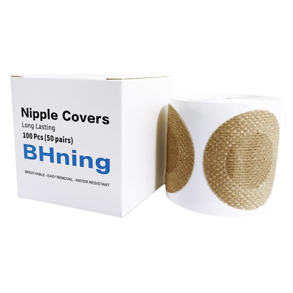 100 Pcs. (50 pairs) Ultra-Comfort Nipple Cover For Men Women, Plus Size 1.77in (45mm) Diameter Beige Stickers For Running,Under The Shirt, Disposable Nipple Covers