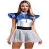 Jhaoyu Womens Adult Space Alien Costume Space Fighter Outfit Metallic Jumpsuits Halloween Dress Up Silver 3X-Large view 1