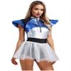 Jhaoyu Womens Adult Space Alien Costume Space Fighter Outfit Metallic Jumpsuits Halloween Dress Up Silver 3X-Large view 2