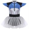 Jhaoyu Womens Adult Space Alien Costume Space Fighter Outfit Metallic Jumpsuits Halloween Dress Up Silver 3X-Large view 4