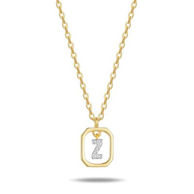 JEMUALE 925 Sterling Silver Initial Necklaces for Women Dainty Letter Pendant Necklace with Cubic Zirconia Gold Necklaces Jewelry Z