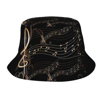 GDUUASB Fashion Music Notes Reversible Bucket Hat for Women Men Summer Travel Fisherman Cap Cute Music Bucket Cap