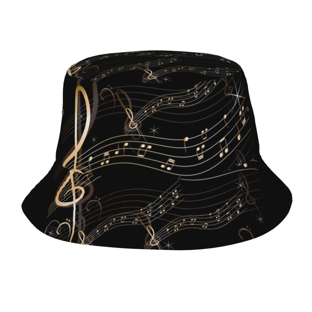 GDUUASB Fashion Music Notes Reversible Bucket Hat for Women Men Summer Travel Fisherman Cap Cute Music Bucket Cap
