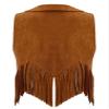 renvena Suede Cowgirl Vest for Kids Girls Halloween Lapel Sleeveless Open Front Fringe Suit Vest Brown 10 Years view 2