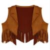 renvena Suede Cowgirl Vest for Kids Girls Halloween Lapel Sleeveless Open Front Fringe Suit Vest Brown 10 Years view 3